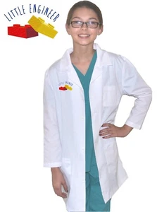 Kids Engineer Lab Coat with Little Engineer Blocks Embroidery Design - Picture 1 of 5