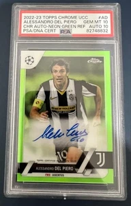 2022-23 Topps Chrome UEFA Alessandro Del Piero Auto Green /99 SP Juventus PSA 10 - Picture 1 of 2