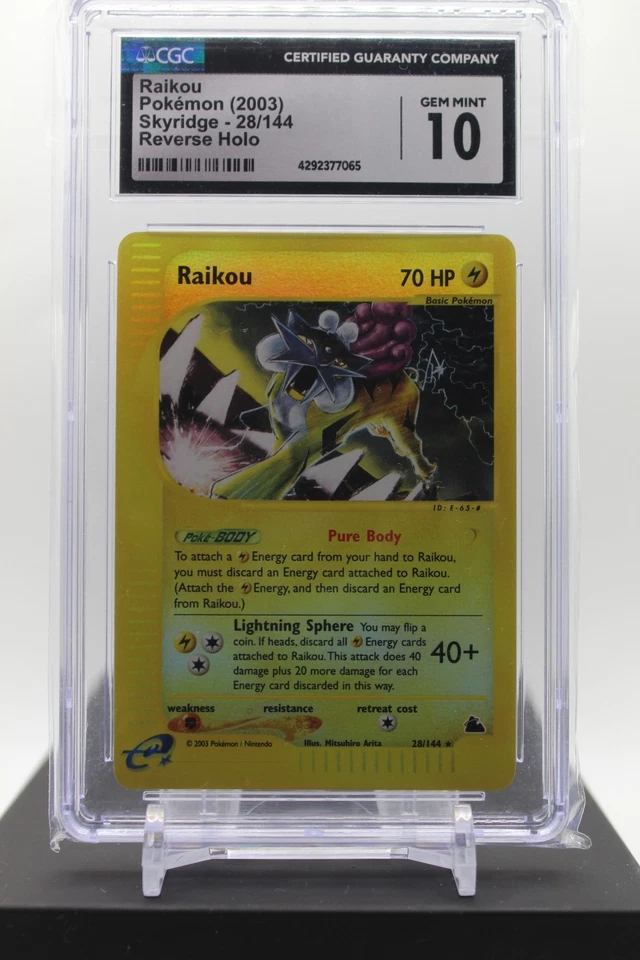 CGC 10 - Raikou 28/144 Reverse Holo - 2003 Pokemon Skyridge E Reader - Image 1 of 1