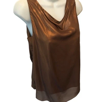 Barney's New York SEDA CUELLO DRAPEADO SIN MANGAS XS verano bronce carrera Foto 1 de 4