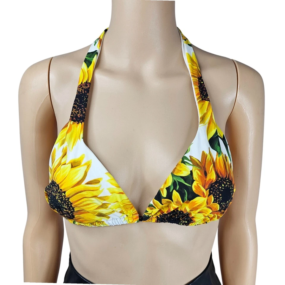Dolce & Gabbana Womens Sunflower Print Bikini Top Swimwear Size S - Image 1 of 4