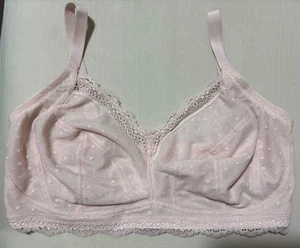 M&S NON WIRED LIGHT NON PADDED FULL CUP LACE PINK IN PINK Size 14 (F-G) - Picture 1 of 6