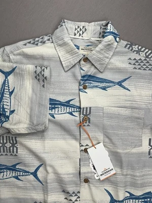 Quiksilver Mens Waterman Printed SS Woven Button Down Hawaiian Shirt Sz M - $90 - Image 1 of 4