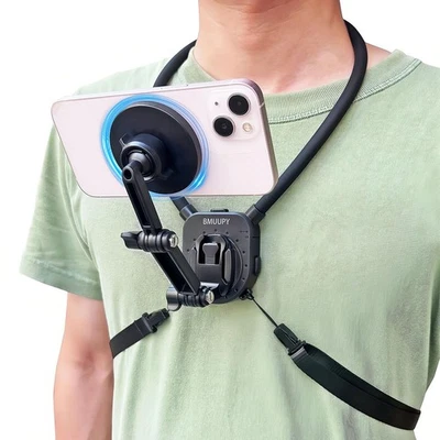 Soporte magnético de montaje en cuello de teléfono POV/Vlog para iPhone 15/14/13/12 Pro Mini/Plu... Foto 1 de 4