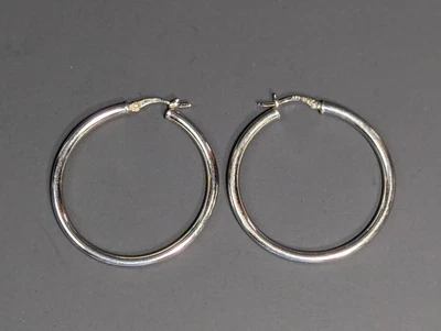 Серьги-кольца из стерлингового серебра 925 пробы JCM 1,5 дюйма - Изображение 1 из 4