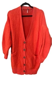 Free People Strickjacke Damen Medium orange Schneefall Pullover Knopf Cabincore - Bild 1 von 10
