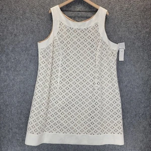 Jessica Howard Dress Womens 24W White Sleeveless Lace Overlay Sheath Floral New - Picture 1 of 14