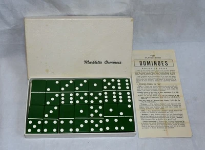 Vintage Green Marblelike Dominoes No. 616 Made by Puremco Co. Waco Texas W/Box - image 1 of 4