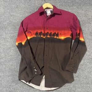Wrangler Western Polo Shirt Men’s Sz M Cowboy Horse Print - Picture 1 of 6