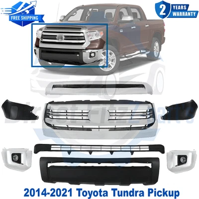Kit de montaje de cubierta y rejilla de parachoques delantero para camioneta Toyota Tundra 2014-2021 Foto 1 de 4