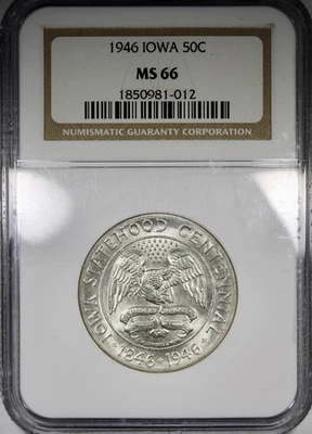 1946 Iowa Commemorative Half Dollar NGC MS66 Mostly White 50C - Image 1 of 4