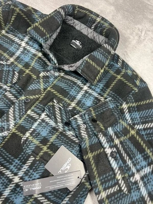 O’Neill Superfleece Hombres Pequeño Negro Azul Cuadros Sherpa Forrado Camisa Chaqueta Chaqueta Foto 1 de 4
