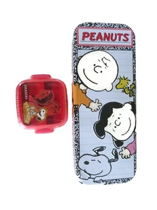 New Peanuts Snoopy Charlie Brown Tin Pencil Case & Eraser Set Toy Stationery - Picture 1 of 5