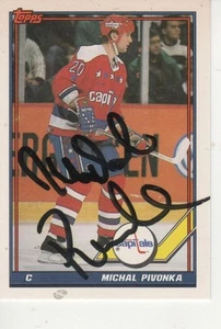 MICHAL PIVONKA FIRMADO 1991-92 TOPPS #327 - WASHINGTON CAPITALS - Imagen 1 de 1