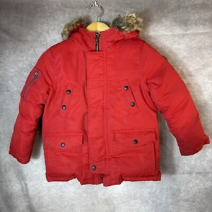 Polo Ralph Lauren Fur Hoodie Red Puffer Jacket Coat Youth Boys Size 6 - Picture 1 of 15