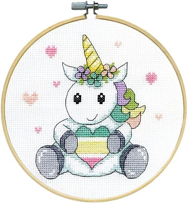 Cross Stitch Kit ~ Design Works Unicorn w/6" Wood Hoop #DW7169 - Image 1 of 3