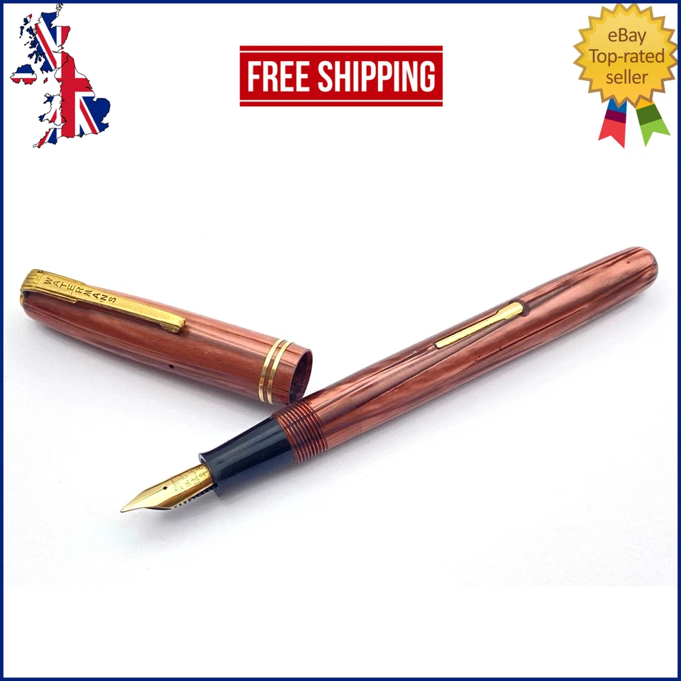 PLUMA ESTILOGRÁFICA WATERMAN 503 VINTAGE ROSA PERLA ELÁSTICA ORO 14K MEDIANA NUEVA EN CAJA INGLATERRA Foto 1 de 4