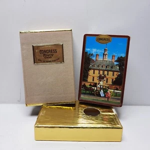 Sealed Congress Playing Cards Cell-u-tone Finish Brown Gold Trim Vintage  - Bild 1 von 16