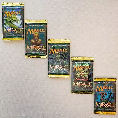 Magic The Gathering: Lote de 5 paquetes de refuerzo sellados Mirage de caja - 1 de cada portada de arte - Inglés Foto 1 de 4