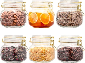 Airtight Glass Jars Canister with Lids 25Oz Set of 6 Food Storage Container for  - Picture 1 of 6