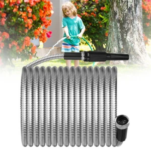 304 Stainless Steel Garden Water Hose Pipe 25/50/75/100FT Flexible Lightweight - Picture 1 of 41