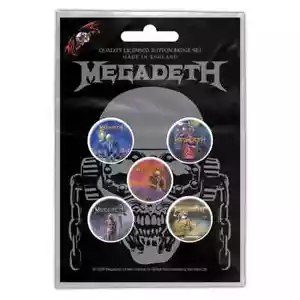 MEGADETH VIC RATTLEHEAD 5 BUTTON BADGE PACK OFFICIALLY LICENSED - Imagen 1 de 5