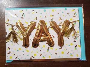 ABSCHLUSS YAY 3D Grußkarte Glückwunsch Luftballons Punze Unterschrift Abschluss - Bild 1 von 3