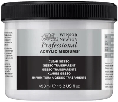 Winsor & Newton Clear Gesso Primer Professional Acrylic Medium 225ml 450ml Art