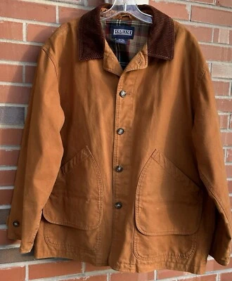 Vintage Lands End Jacket Mens Brown Duck Canvas Barn Chore Field Coat Quilted 42 - Image 1 of 4