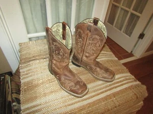 Smoky Mountain Boots Western Cowgirl Brown Square Toe 3845Y Girls Youth Sz 3.5 R - Picture 1 of 9