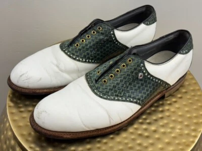 Vintage FootJoy FJ Classics Green/White Leather Golf Shoes Size 13 A B9 50997 - Image 1 of 4