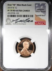 2019-W Proof Shield Lincoln Cent NGC PR70 RD ULTRA CAMEO Signed Lyndall Bass - Picture 1 of 2