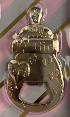 Lote de 15 abridores de biberones reveladores de género regalo baby shower tono dorado con piedras de imitación Foto 1 de 4