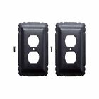 Renovators Supply 2Pcs Toggle Light Switch Wall Plate Cover Black Steel Outlet