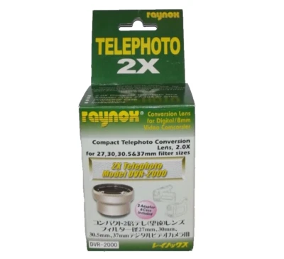 NEW Raynox 2.0x Telephoto Camcorder Conversion Lens & Adapter for 27, 30, 30.5mm - Image 1 of 4