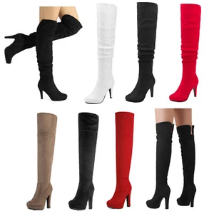 Womens Fashion Thigh High Boots Sexy Over The Knee Boots High Heel Long Boots - Picture 1 of 57