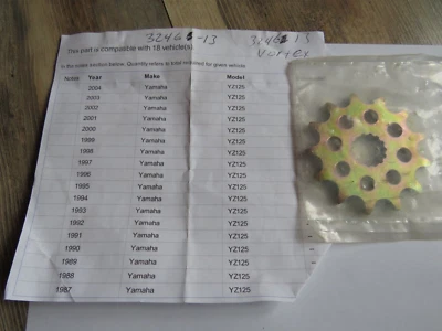 PIÑÓN DELANTERO YAMAHA 1987-2004 YZ125 YZ-125 VORTEX RACING 520 - 13 DIENTES OM11 Foto 1 de 3