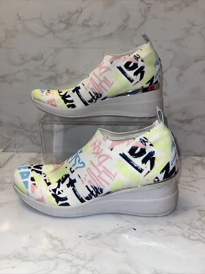 DKNY женщин поскользнуться на танкетке каблук кроссовок, пастель мульти/свет галоген, размер 10 - Изображение 1 из 4