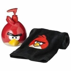 Angry Birds Bathroom Set Fingertip Towel Lotion Soap Dispenser Pump Kids Red New