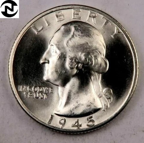 1945 Washington Quarter ~ Gem BU ~ 90% Silver ~ 1 Coin Cover