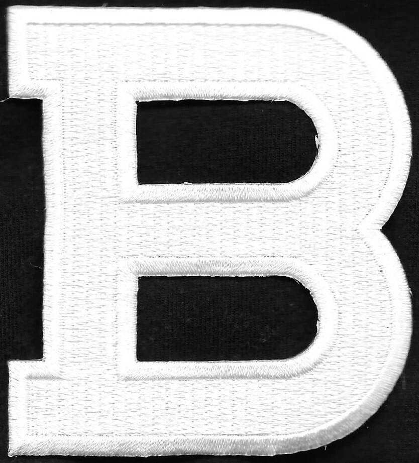 3" Tall Monogram White Block Letter B Embroidered Iron on Patch - Image 1 of 1