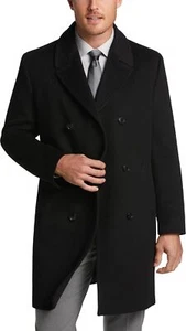 Joseph Abboud Mens Top Coat Size 42 Regular NWT Black Wool Blend Double Breasted - Picture 1 of 10