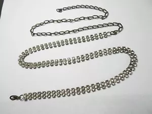 Klar Krappen Set Strass Silberfarben Metall Gürtel Vintage - Bild 1 von 5