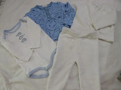 4 Piece Baby Boy 6-12 Angel Dear Gymboree DINOSAUR Baby Blue Set Bamboo Viscose - Image 1 of 4