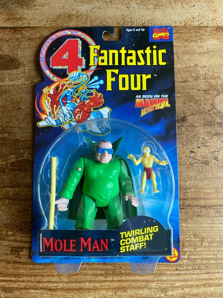 1994 ToyBiz Marvel Comics Fantastic Four Mole Man Twirling Combat Staff MOSC