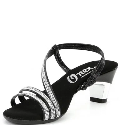 Sandalias Onex Erynn adornadas con diamantes de imitación negras/plateadas talla 8 Foto 1 de 4