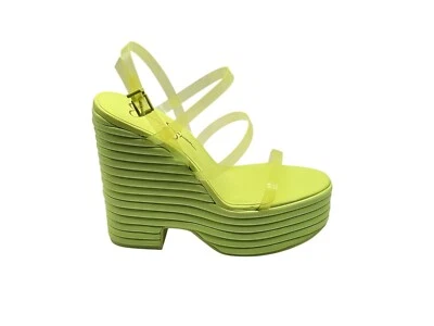 Sandalias de cuña Jessica Simpson Cholena para mujer amarillo neón con tiras plataforma 7M Foto 1 de 4