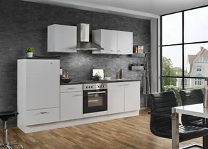 Küchenblock mit Glaskeramik Kochfeld und Spüle Classic 270 cm in weiß matt - Bild 1 von 9