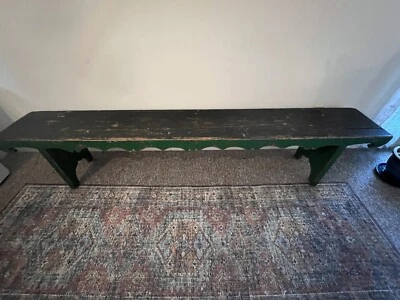 7’ Ft. Hand Carved Wood Bench Antique Vintage - Image 1 of 4