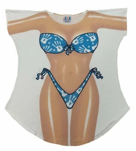 L.A. Imprints Hands Bikini Body Cover-Up T-Shirt #22 Plus Size White - Picture 1 of 1